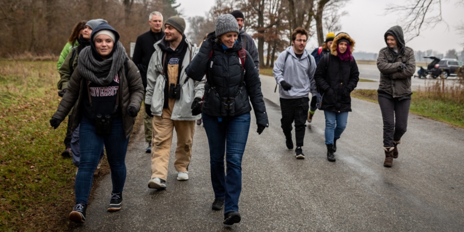 A group of students walking.